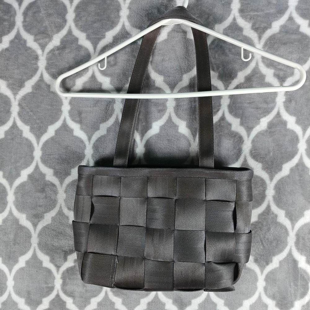 Harveys Seatbelt Bag Purse Small Charcoal Gray Woven Shoulder Y2K